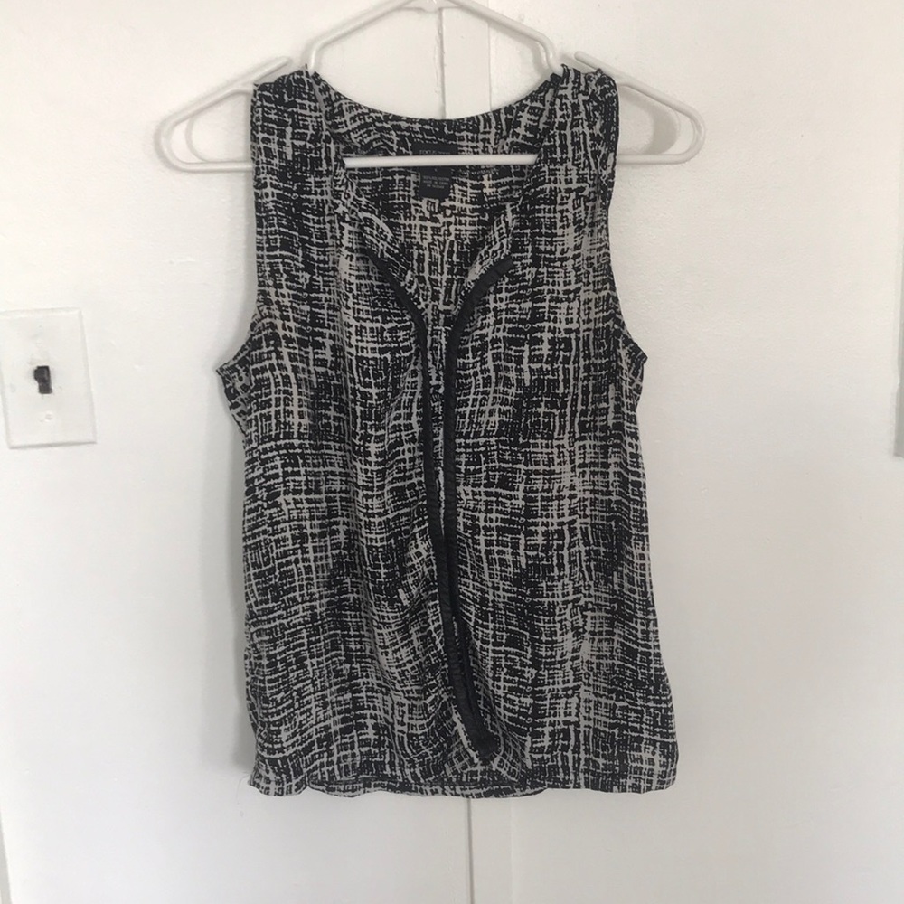 Black and white patterned blouse